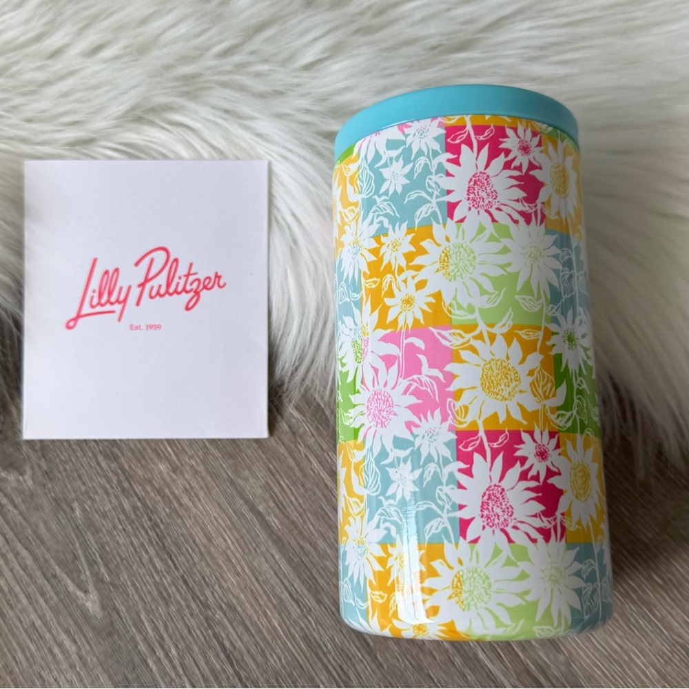 🩷🩵LILLY PULITZER Insulated Can Cooler GWP Multi Via Sunny Sunflowers